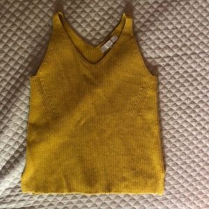 Yellow LOFT knit tank top petite SMALL